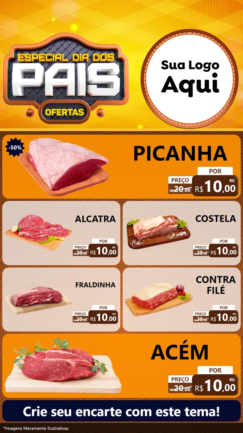 Modelo de TV para TV Vertical com o tema Especial Dia dos Pais para Açougue