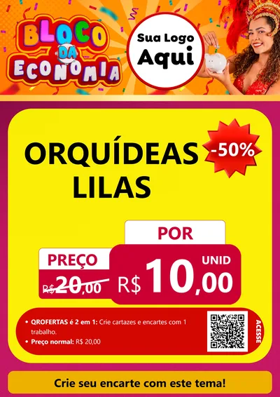 Modelo de Cartaz para Cartaz A4 Vertical com o tema Bloco da Economia para Floricultura e jardim