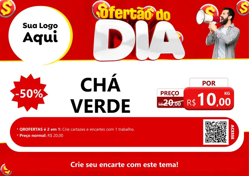 Modelo de Cartaz para Cartaz A4 Horizontal com o tema Ofertão do dia para Produtos Naturais