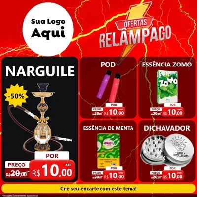 Modelo de Rede Social para Feed Facebook com o tema Ofertas Relâmpago para Tabacaria