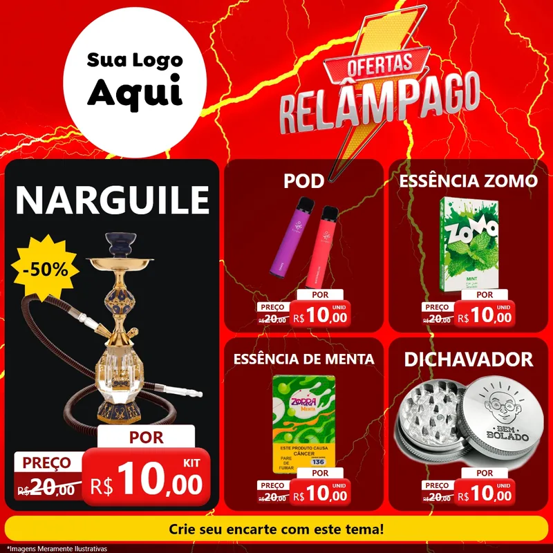 Modelo de Rede Social para Feed Facebook com o tema Ofertas Relâmpago para Tabacaria