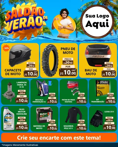 Modelo de Rede Social para Feed Instagram com o tema Saldão de Verão para Moto peças