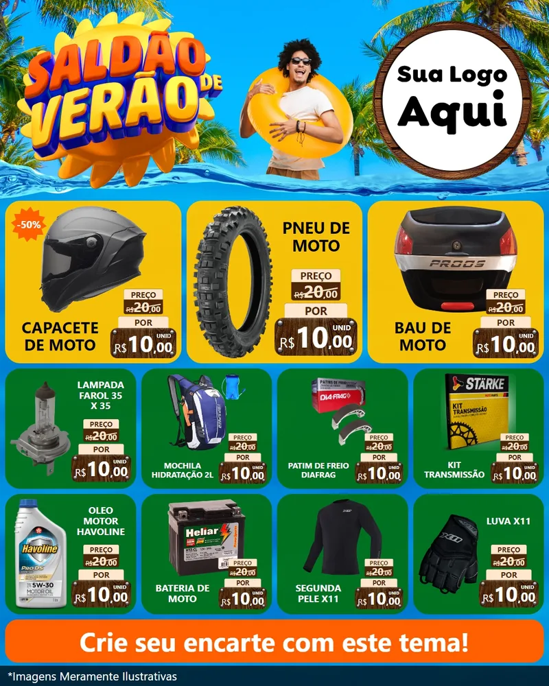 Modelo de Rede Social para Feed Instagram com o tema Saldão de Verão para Moto peças