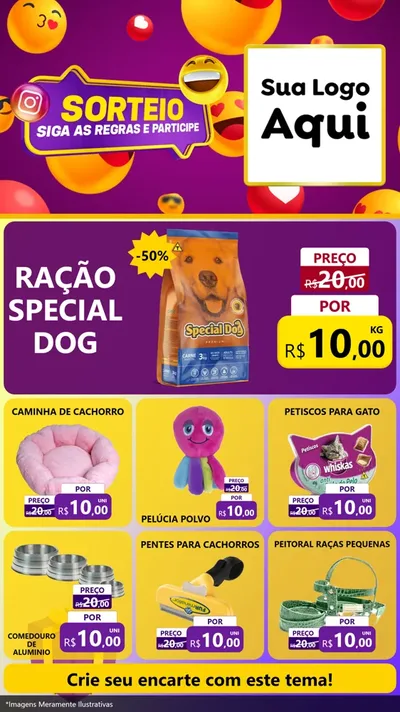 Modelo de Rede Social para Stories com o tema Sorteio para Pet Shop