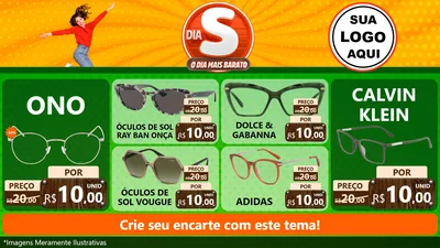 Modelo de TV para TV Horizontal com o tema Dia S - O Dia Mais Barato para Óticas