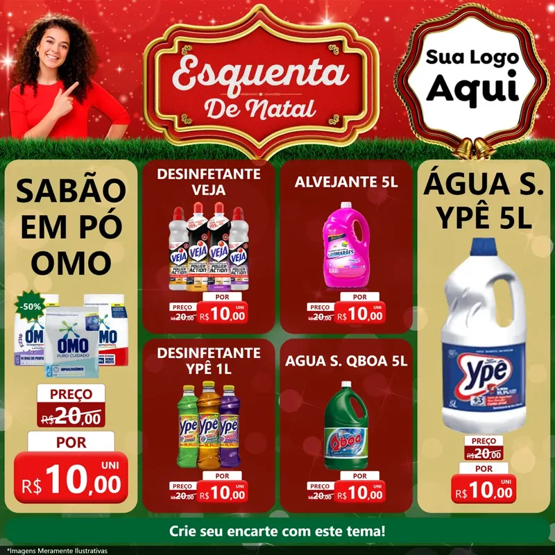 Modelo de Rede Social para Feed Facebook com o tema Esquenta de Natal para Produtos de Limpeza
