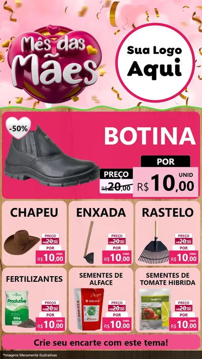 Modelo de Rede Social para Stories com o tema Mês das Mães para Agropecuária