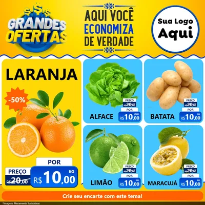Modelo de Rede Social para Feed Facebook com o tema Grandes Ofertas para Hortifrúti