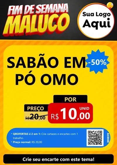 Modelo de Cartaz para Cartaz A4 Vertical com o tema Final de Semana Maluco para Produtos de Limpeza
