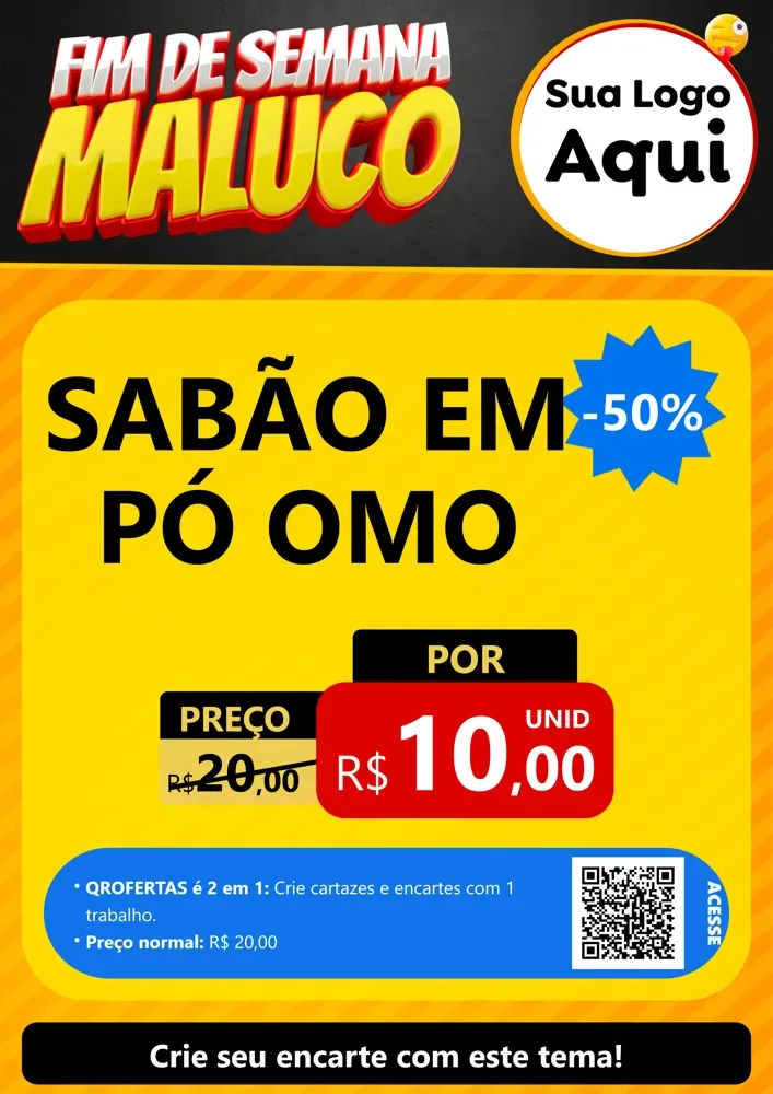 Modelo de Cartaz para Cartaz A4 Vertical com o tema Final de Semana Maluco para Produtos de Limpeza