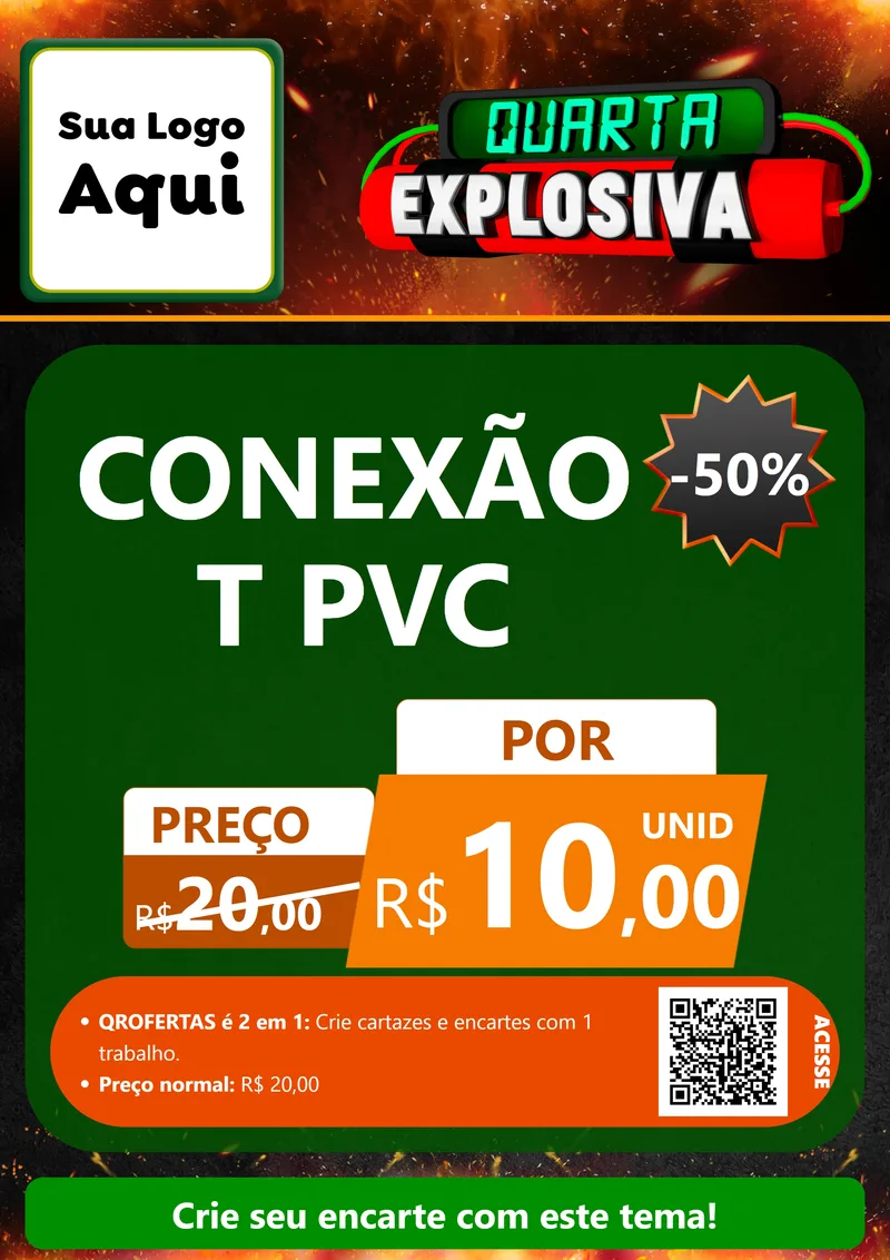 Modelo de Cartaz para Cartaz A4 Vertical com o tema Quarta Explosiva para Tubos e conexões