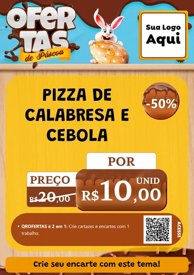 Modelo de Cartaz para Cartaz A4 Vertical com o tema Ofertas de Páscoa para Pizzaria