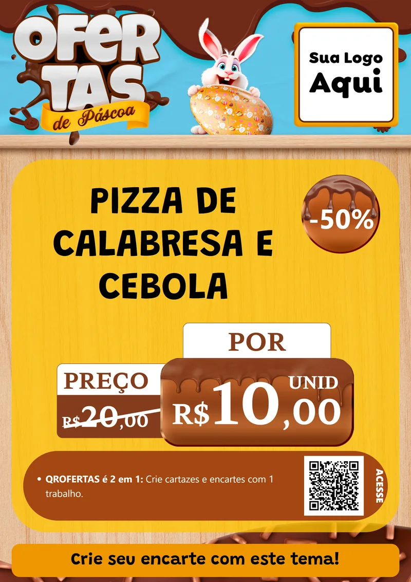 Modelo de Cartaz para Cartaz A4 Vertical com o tema Ofertas de Páscoa para Pizzaria