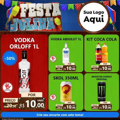 Modelo de Rede Social para Feed Facebook com o tema Festa Julina para Distribuidora de bebidas