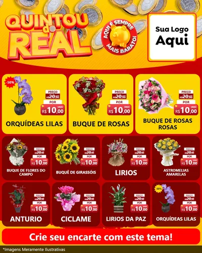 Modelo de Rede Social para Feed Instagram com o tema Quintou do Real para Floricultura e jardim