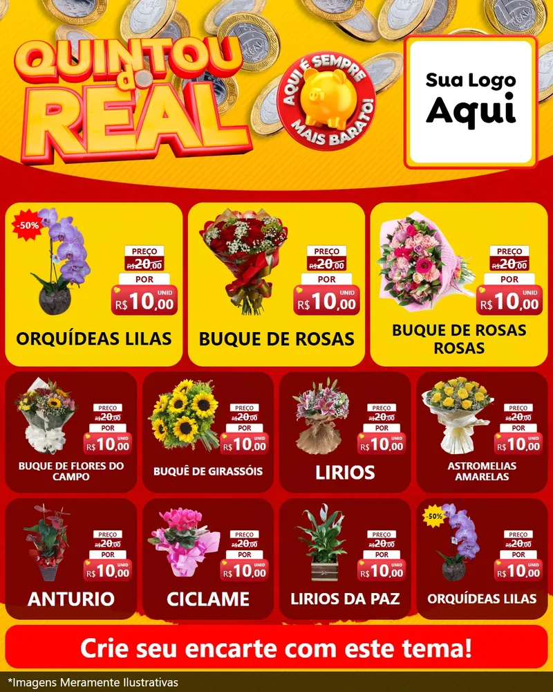 Modelo de Rede Social para Feed Instagram com o tema Quintou do Real para Floricultura e jardim