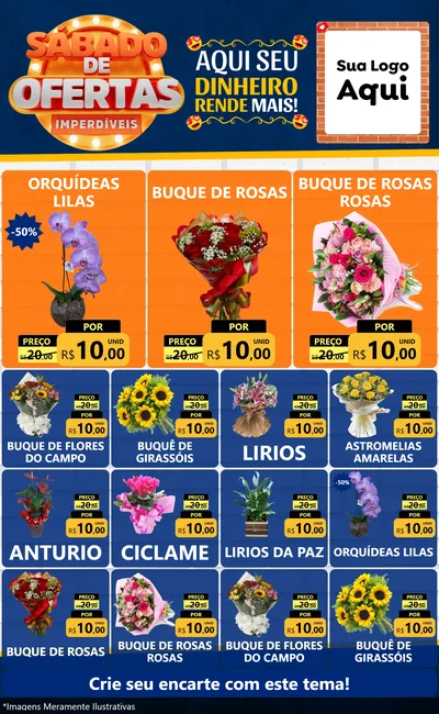 Modelo de Encarte para Encarte Grande com o tema Sábado de Ofertas Imperdíveis para Floricultura e jardim