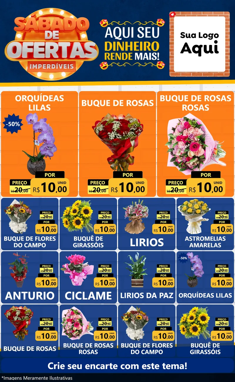 Modelo de Encarte para Encarte Grande com o tema Sábado de Ofertas Imperdíveis para Floricultura e jardim