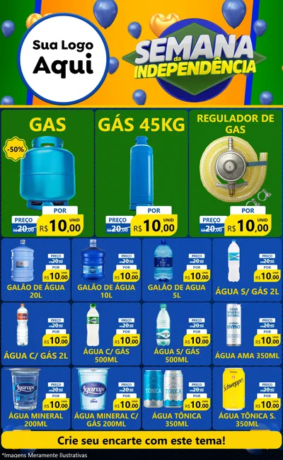Modelo de Encarte para Encarte Grande com o tema Semana da Independência para Água e gás