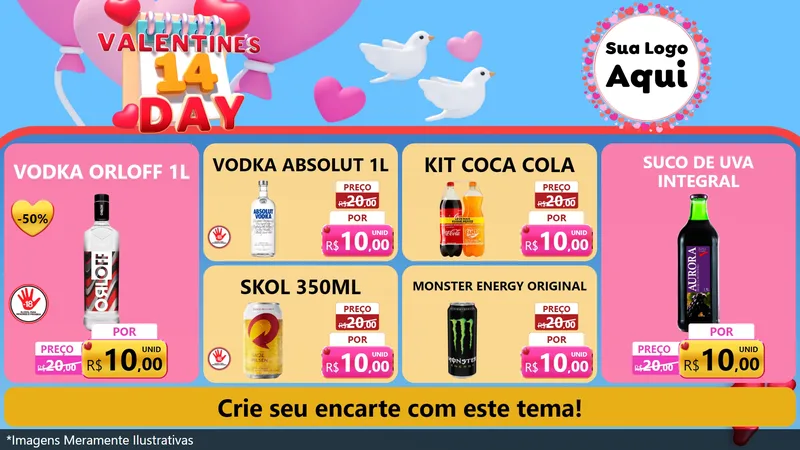 Modelo de TV para TV Horizontal com o tema Valentine's Day para Distribuidora de bebidas