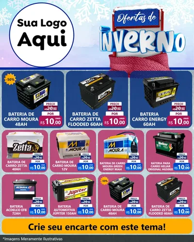 Modelo de Rede Social para Feed Instagram com o tema Ofertas de Inverno para Baterias Elétricas