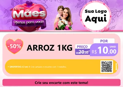 Modelo de Cartaz para Cartaz A4 Horizontal com o tema Dia das Mães Ofertas para Você! para Supermercado