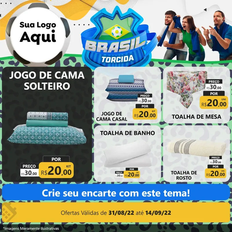 Modelo de Rede Social para Feed Facebook com o tema Brasil Torcida - Copa para Cama, Mesa e Banho