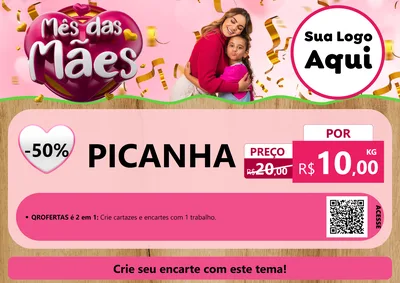 Modelo de Cartaz para Cartaz A4 Horizontal com o tema Mês das Mães para Açougue