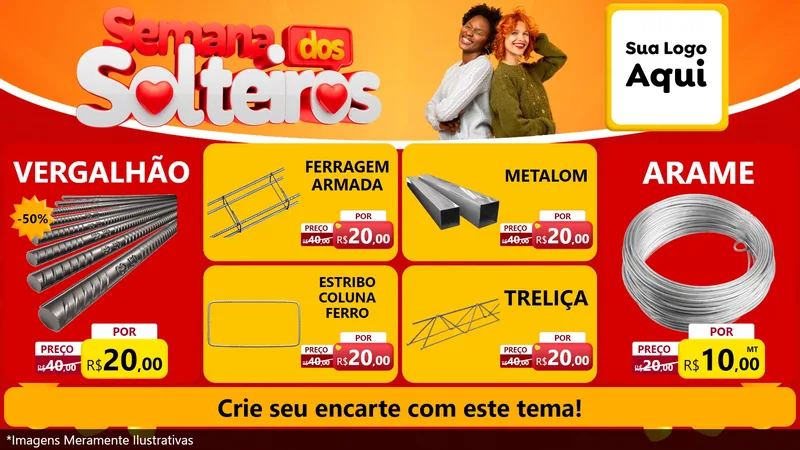 Modelo de TV para TV Horizontal com o tema Semana dos Solteiros para Ferragens