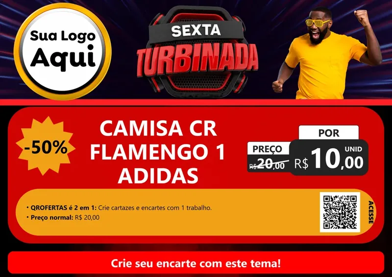 Modelo de Cartaz para Cartaz A4 Horizontal com o tema Sexta Turbinada para Roupas e acessórios