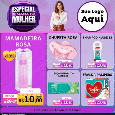 Modelo de Rede Social para Feed Facebook com o tema Especial Semana da Mulher para Bebês