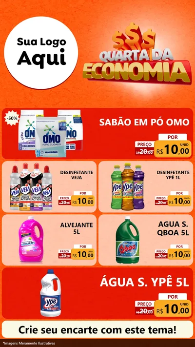 Modelo de TV para TV Vertical com o tema Quarta da Economia para Produtos de Limpeza
