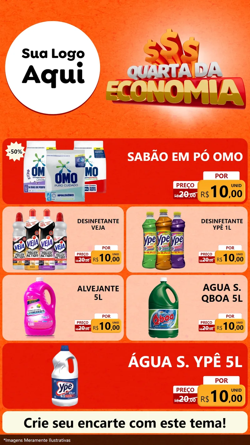Modelo de TV para TV Vertical com o tema Quarta da Economia para Produtos de Limpeza