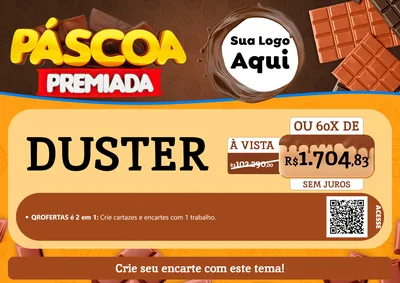 Modelo de Cartaz para Cartaz A4 Horizontal com o tema Páscoa Premiada para Concessionaria de Carros