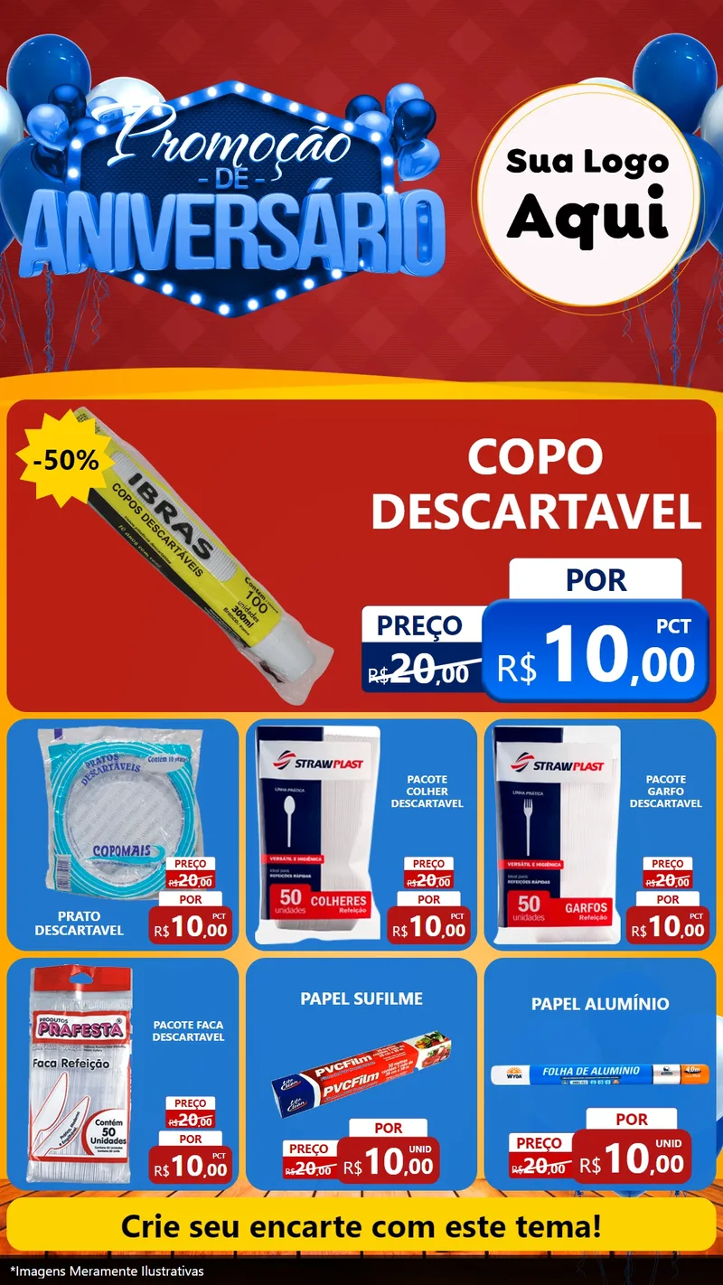 Modelo de Rede Social para Stories com o tema Promoção de Aniversário para Embalagens