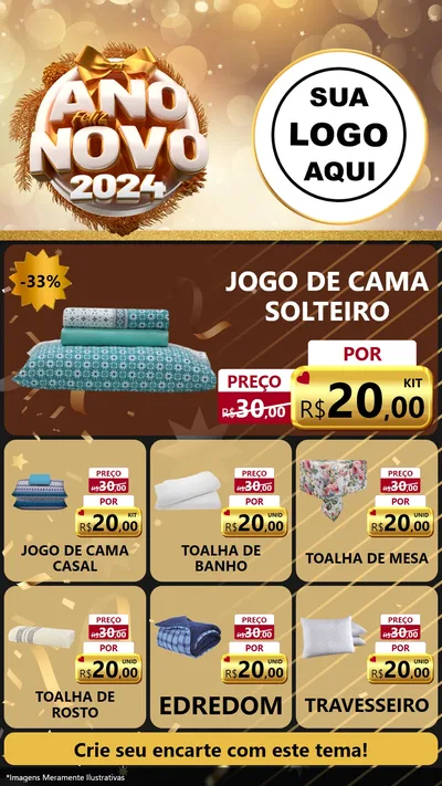 Modelo de Rede Social para Stories com o tema Feliz Ano Novo 2027 para Cama, Mesa e Banho