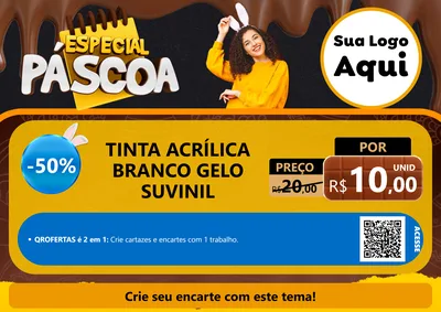 Modelo de Cartaz para Cartaz A4 Horizontal com o tema Especial Páscoa para Tintas e Ferramentas