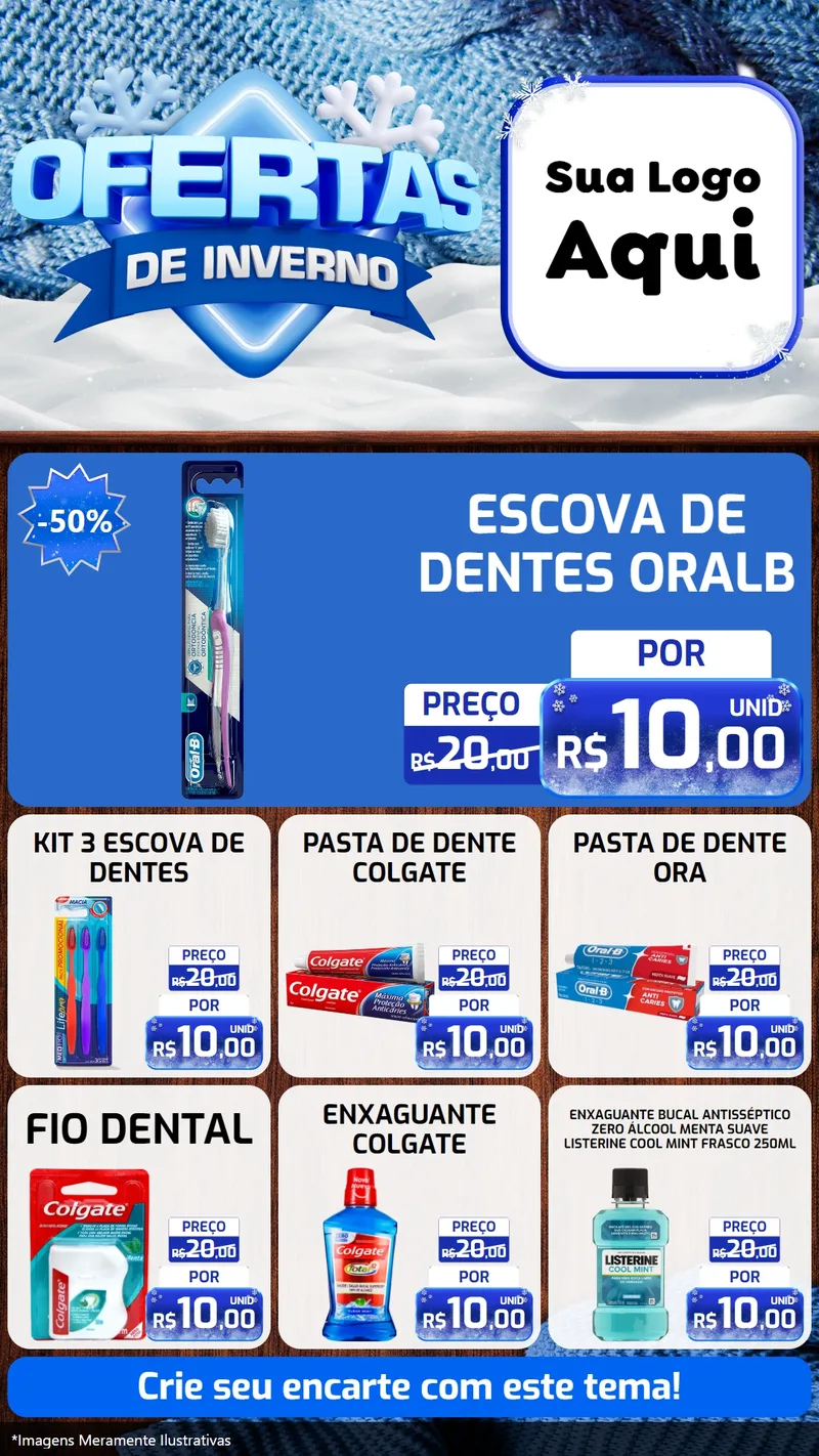 Modelo de Rede Social para Stories com o tema Ofertas de Inverno para Higiene Pessoal