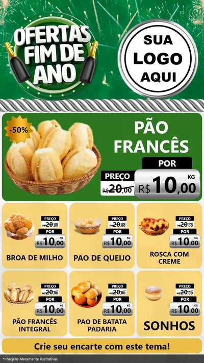 Modelo de Rede Social para Stories com o tema Ofertas Fim de Ano para Padaria