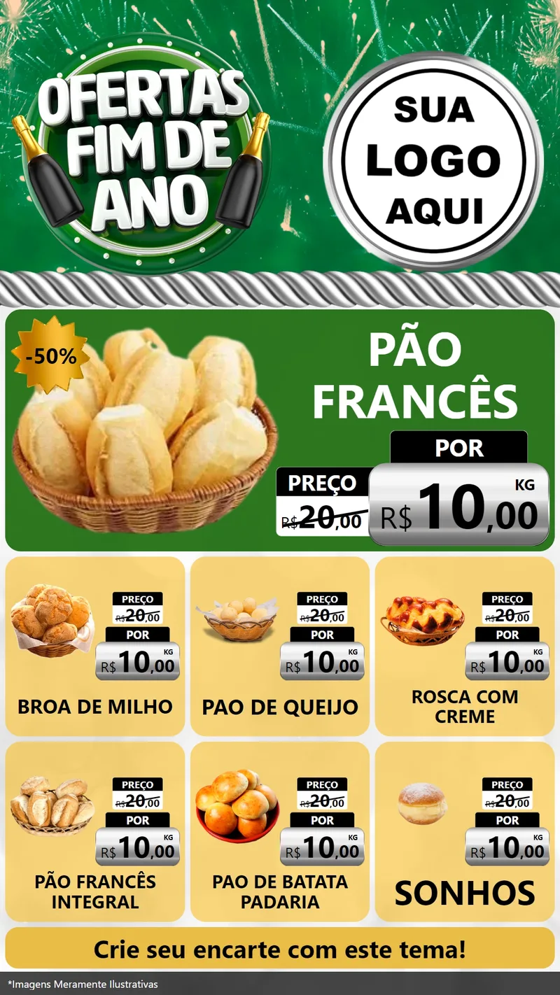 Modelo de Rede Social para Stories com o tema Ofertas Fim de Ano para Padaria