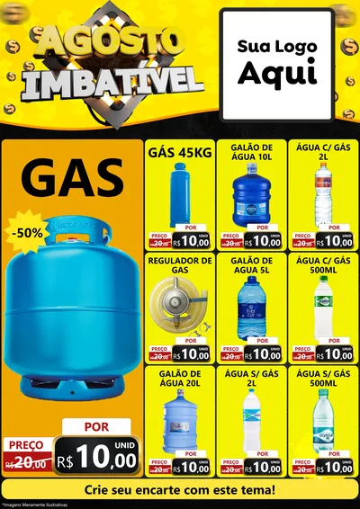 Modelo de Encarte para Encarte A4 Vertical com o tema Agosto Imbatível para Água e gás