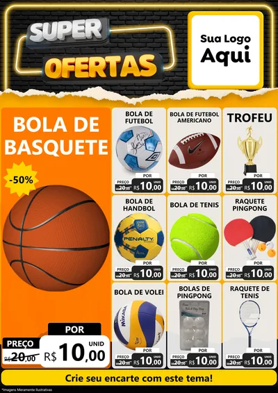 Modelo de Encarte para Encarte A4 Vertical com o tema Super Ofertas para Artigos Esportivos