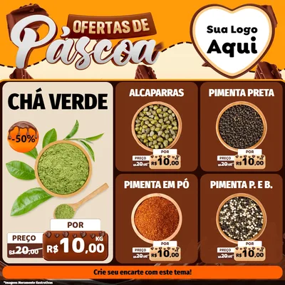 Modelo de Rede Social para Feed Facebook com o tema Ofertas de Páscoa para Produtos Naturais