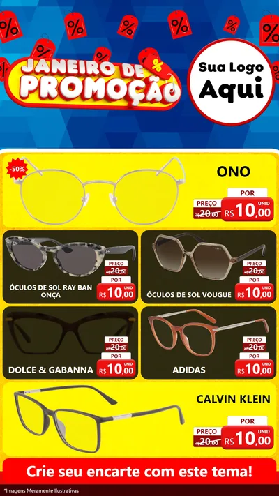 Modelo de TV para TV Vertical com o tema Janeiro de Promoção para Óticas