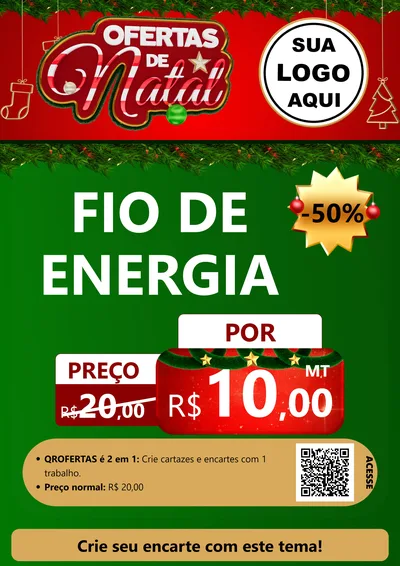 Modelo de Cartaz para Cartaz A4 Vertical com o tema Ofertas de Natal para Materiais Elétricos
