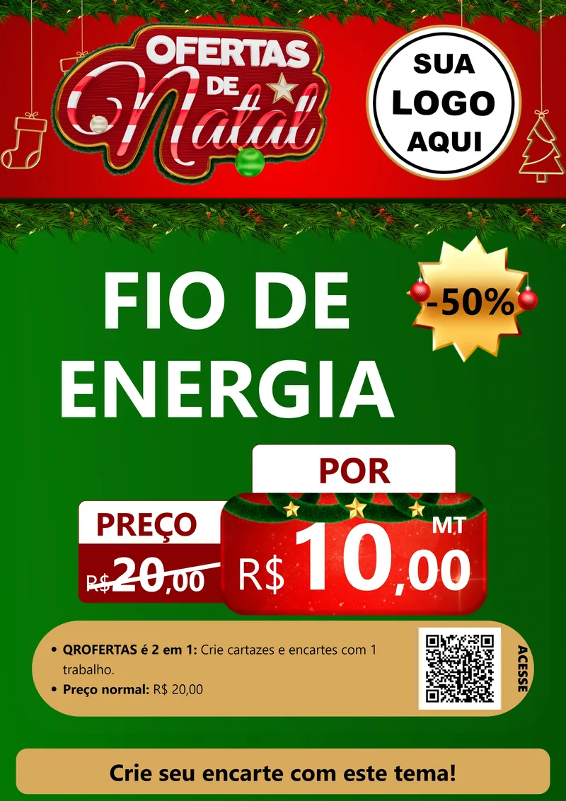 Modelo de Cartaz para Cartaz A4 Vertical com o tema Ofertas de Natal para Materiais Elétricos