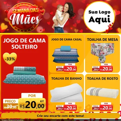 Modelo de Rede Social para Feed Facebook com o tema Semana das Mães para Cama, Mesa e Banho