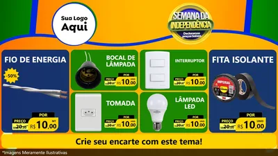 Modelo de TV para TV Horizontal com o tema Semana da Independência Declaramos Preços Baixos para Materiais Elétricos