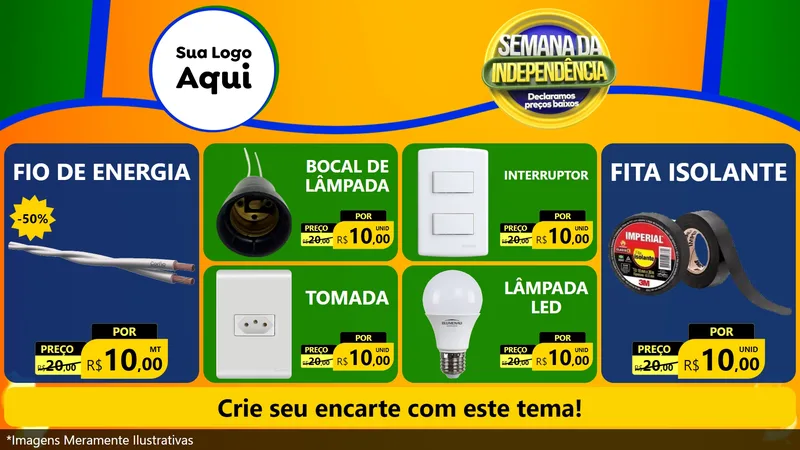 Modelo de TV para TV Horizontal com o tema Semana da Independência Declaramos Preços Baixos para Materiais Elétricos