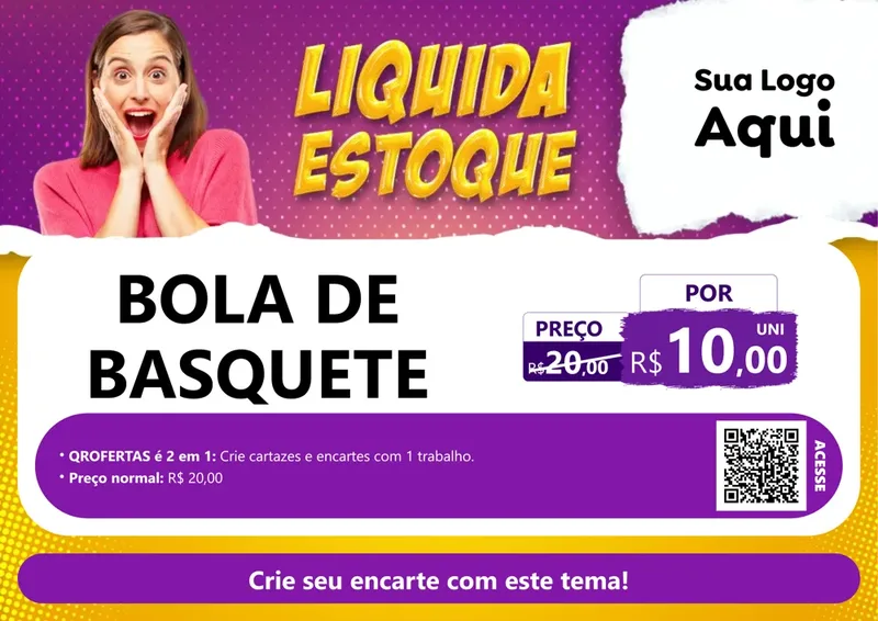 Modelo de Cartaz para Cartaz A4 Horizontal com o tema Liquida estoque para Artigos Esportivos